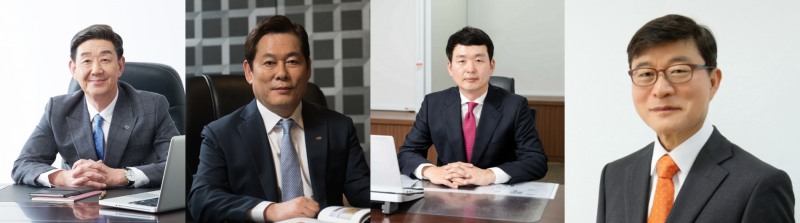 임진구 SBI저축은행 대표와 정진문 SBI저축은행 대표, 최성욱 JT저축은행 대표, 박윤호 JT친애저축은행 대표(왼쪽부터). /사진제공=각사