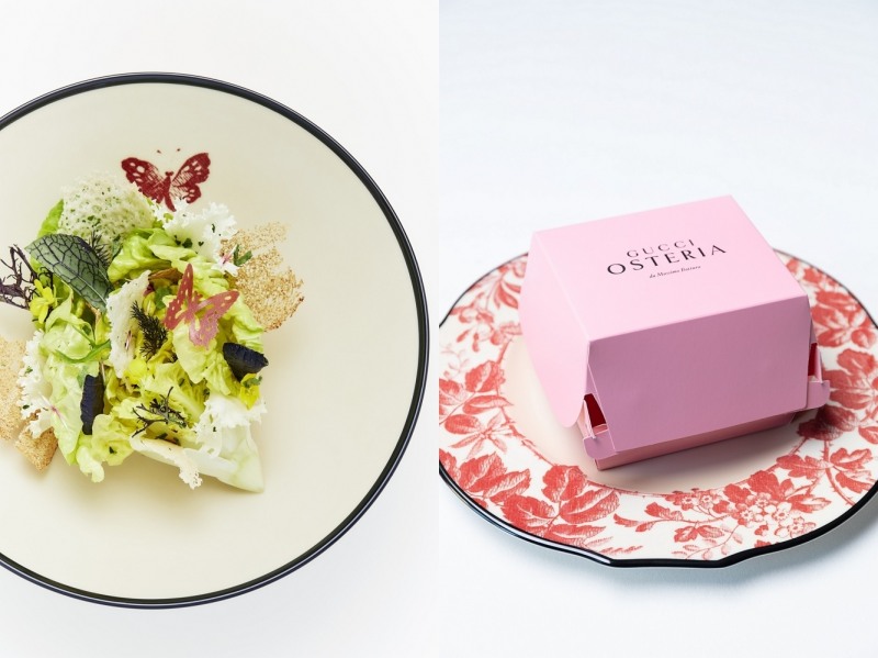 ‘구찌 오스테리아 서울' 서울 가든(사진 왼쪽)과 에밀리아 버거./ 사진제공 = 구찌 오스테리아