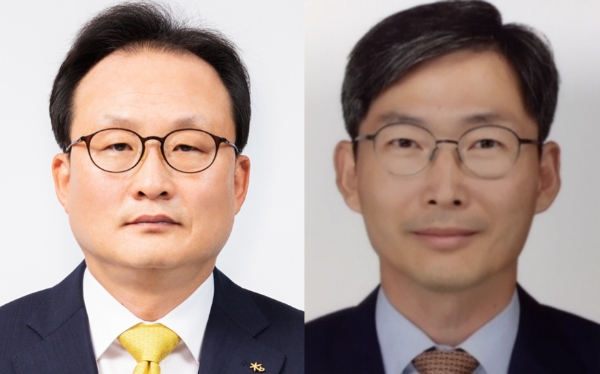 KB금융지주가 내년 초 KB생명, 푸르덴셜생명을 통합한다. (사진 왼쪽부터) 이환주 KB생명 사장, 민기식 푸르덴셜생명 사장./사진= 본사DB