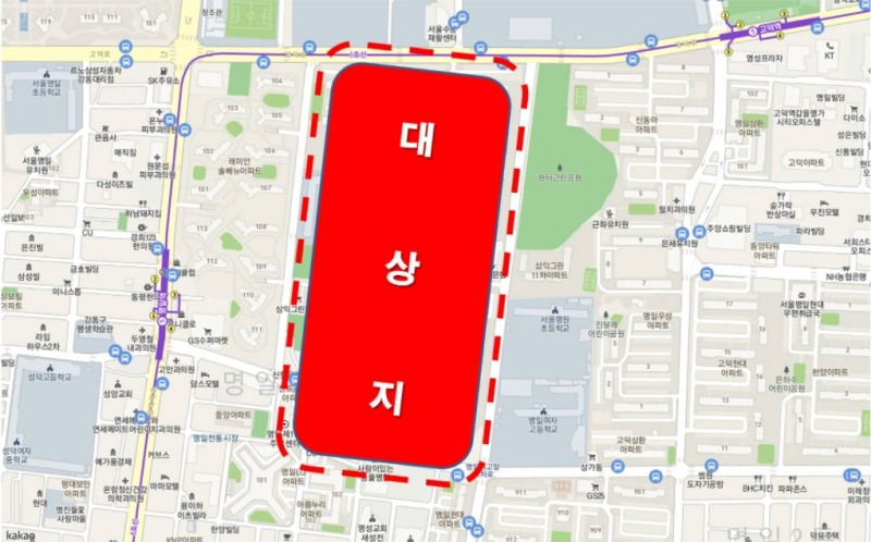 서울 강동구 명일동 ‘삼익그린맨션2차’ 위치도. / 자료제공=삼익그린2차 재건축 조합