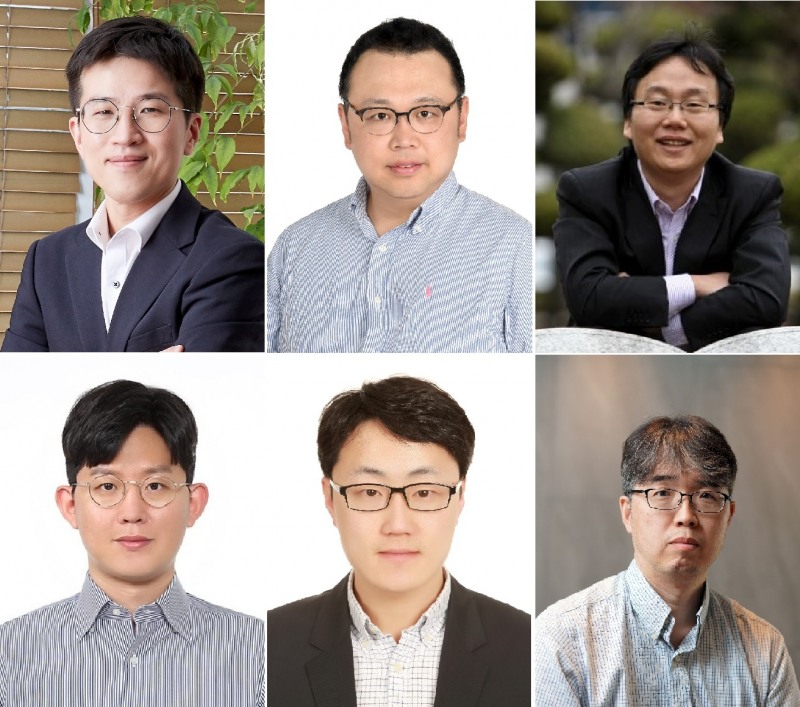 (왼쪽위부터 시계방향으로) 강찬희(서울대), 권영진(KAIST), 김대현(경북대), 김준성(포스텍), 양용수(KAIST), 최영재(GIST) 교수. 사진=삼성전자