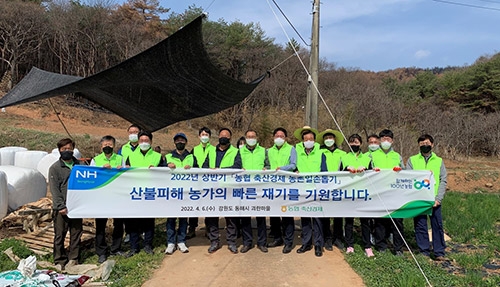 농협 축산경제, 강원 산불피해 축산농가 일손돕기 실시