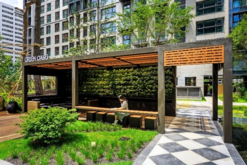 래미안 라클래시 사계절 벽면녹화 파고라. / 사진제공=삼성물산