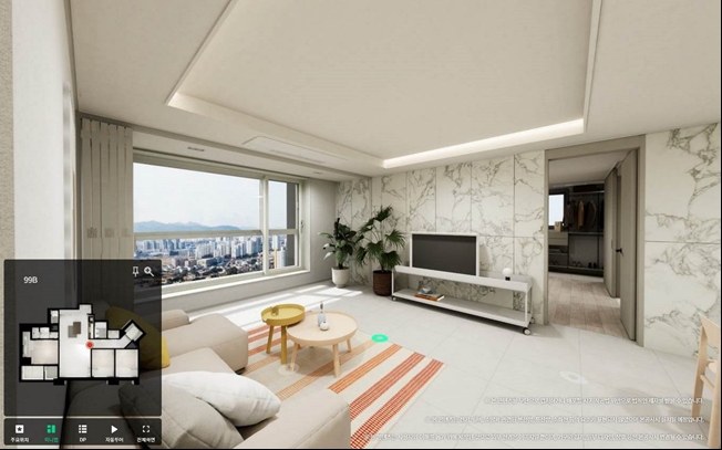 컴퓨터 그래픽으로 구현한 한화 포레나 천안아산역 VR 유니트화면. / 사진제공=한화건설