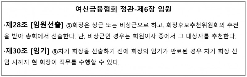 여신금융협회 정관 제6장 임원에 관한 내용. /자료제공=여신금융협회 홈페이지
