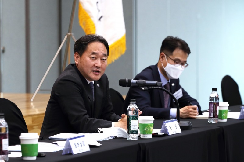 김태현 예금보험공사 사장이 2일 서울 중구 예금보험공사에서 열린 창립 26주년 기자간담회에서 발언하고 있다./사진=예금보험공사