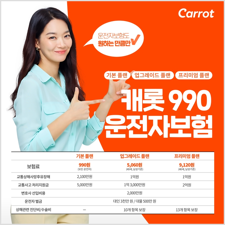 캐롯손보는 운전자 니즈에 맞게 선택권을 다양화한 운전자보험의 풀 라인업을 선보인다고 15일 밝혔다./사진=캐롯