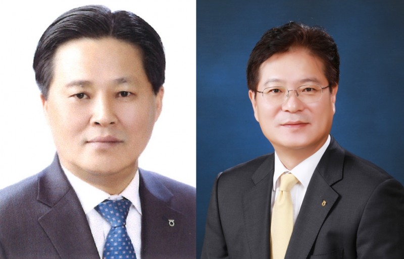 최광수 NH저축은행 대표이사(왼쪽)와 서철수 NH농협리츠운용 대표이사. / 사진제공=농협금융지주