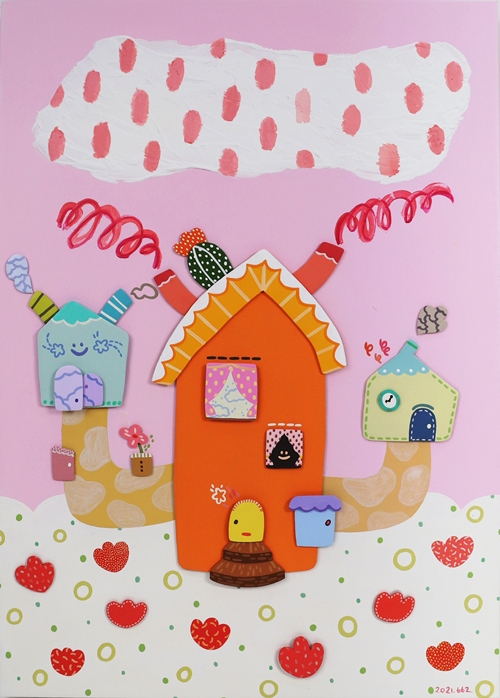 김효효리,〈우리집〉 36x51cm Mixed media on panel, 2021