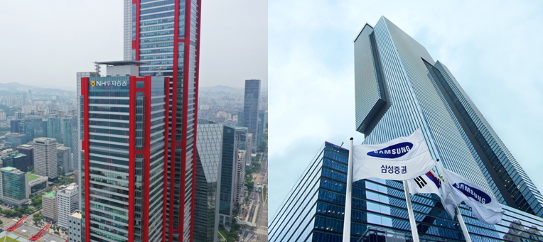 (왼쪽부터) NH투자증권 본사, 삼성증권 서초 본사 / 사진제공= 각사