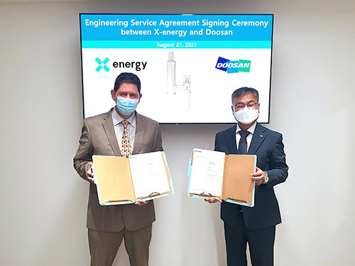 ▲ 두산에너빌리티는 지난해 9월 미국 엑스-에너지와 초고온가스형 SMR 설계 용역을 수주했다. 사진 = 두산에너빌리티