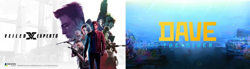  ‘게임스컴 2022'에 출품되는 넥슨의 3인칭 슈팅 게임 ‘베일드 엑스퍼트’(왼쪽)와 하이브리드 해양 어드벤처 '데이브 더 다이버'(오른쪽). 사진=넥슨