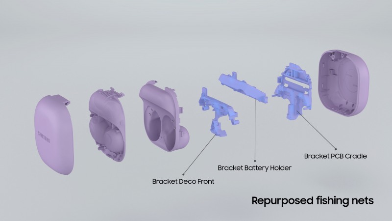 갤럭시 버즈2 프로 폐어망 재활용 소재 적용 부품. 사진=삼성전자