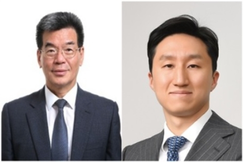 가삼현 한국조선해양 대표이사 부회장(사진 왼쪽)과 정기선 한국조선해양 대표이사 사장(사진 오른쪽).