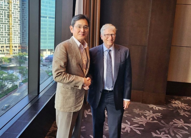 이재용 삼성전자 부회장이 16일 방한한 빌게이츠 빌앤멜린다게이츠재단 이사장과 함께 만났다. 2022.08. 사진=삼성
