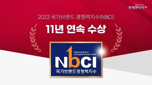 롯데렌터카, 국가브랜드 경쟁력지수 11년 연속 렌터카 1위