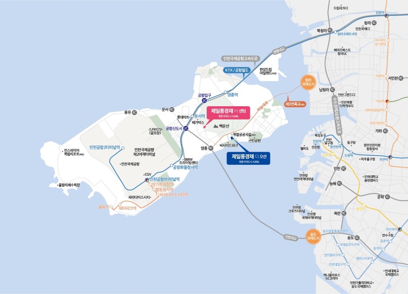 영종국제도시 제일풍경채 디 오션·더 센텀 위치도./사진제공=제일건설