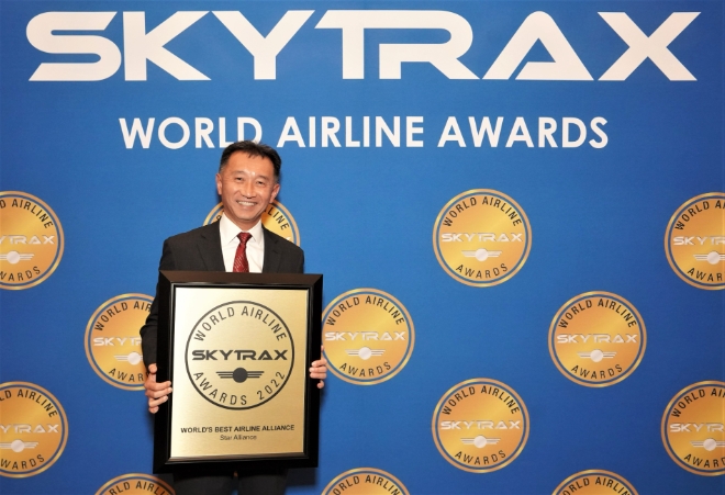 아시아나항공(대표이사 정성권)이 속한 세계 최대 항공사 동맹체 스타얼라이언스(Star Alliance)는 2022년 스카이트랙스 월드 에어라인 어워즈(Skytrax World Airline Awards) 시상식에서 최우수 항공사 동맹체로 선정됐다. 사진=아시아나항공.