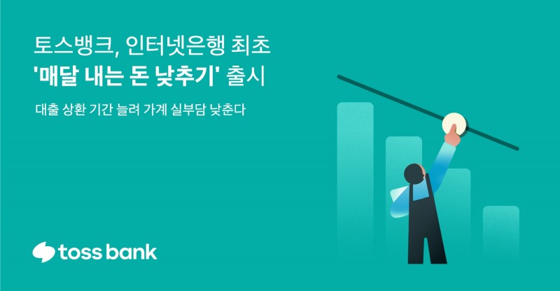 토스뱅크는 24일부터 신용대출 고객을 위해 매달 내는 돈 낮추기 서비스를 시작한다. / 사진제공=토스뱅크