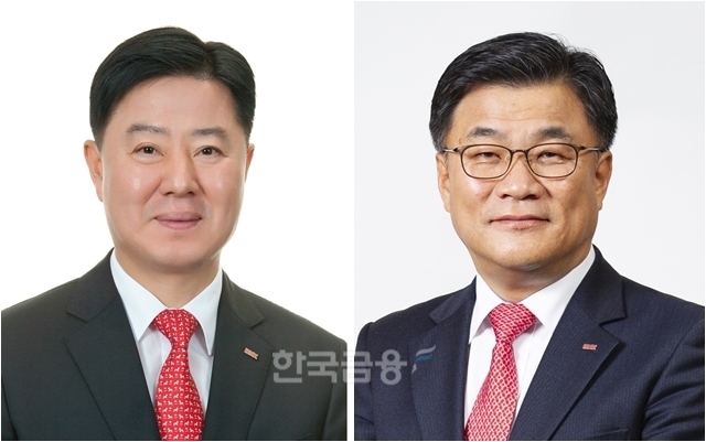 안감찬 부산은행장(왼쪽)과 최홍영 경남은행장. / 사진제공=BNK금융그룹