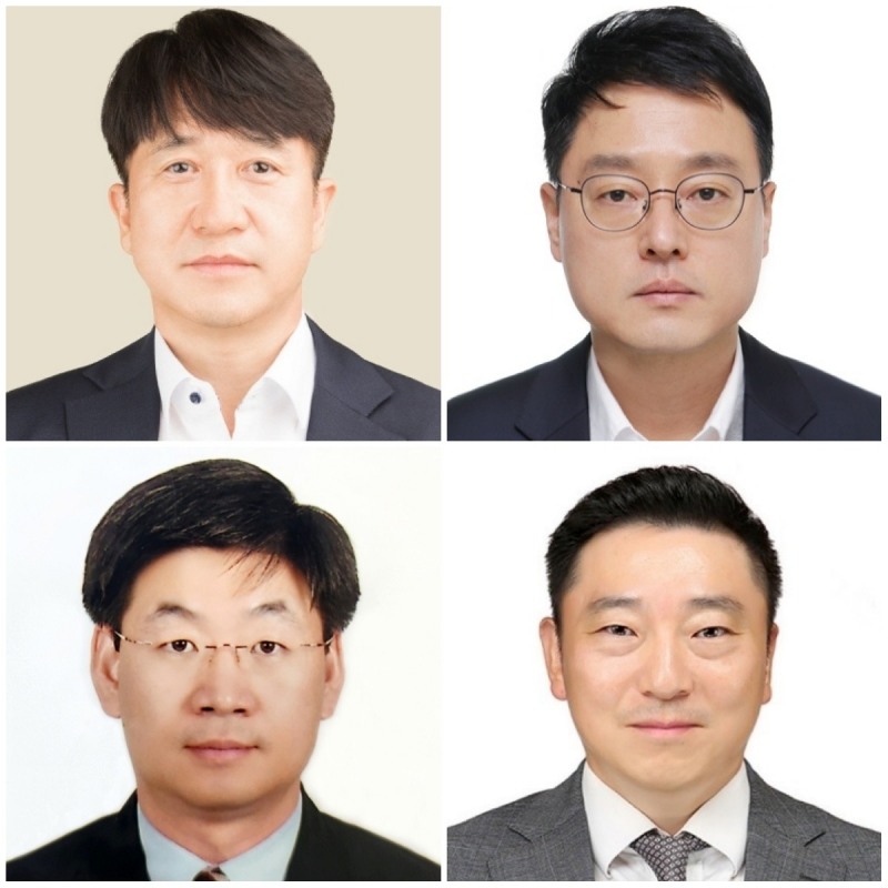 (왼쪽부터 시계방향으로)민왕일 현대백화점 경영지원본부장 부사장, 윤영식 현대백화점 기획조정본부 부사장, 이헌상 현대그린푸드 상품본부장 부사장, 박민희 현대리바트 부사장./ 사진제공 = 현대백화점그룹