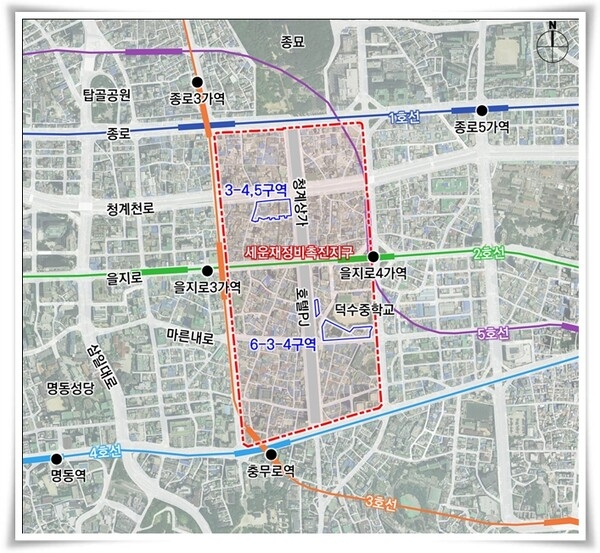 세운재정비촉진지구 위치도./사진제공=서울시