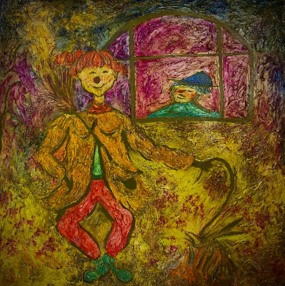 위안의 밤, 78x78cm, Colla Painting, 2022