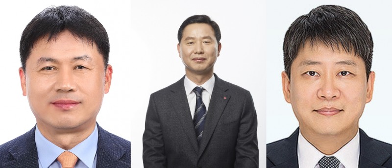 (왼쪽부터) 류재철 LG전자 H&A사업본부장 사장, 차동석 LG화학 CFO 겸 CRO 사장, 김동명 LG에너지솔루션 자동차전지사업부장 사장. 사진=LG