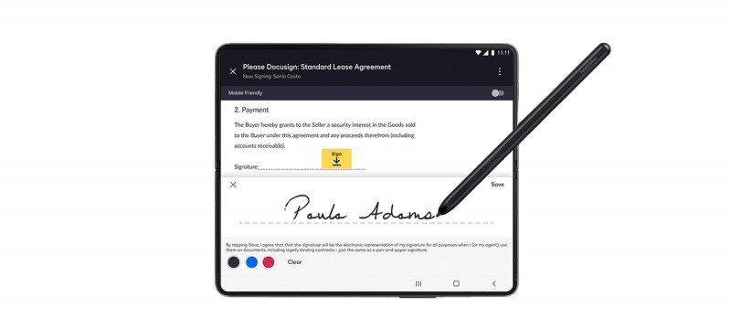 갤럭시Z폴드4에서 사용가능한 도큐사인 솔루션. 사진=삼성전자