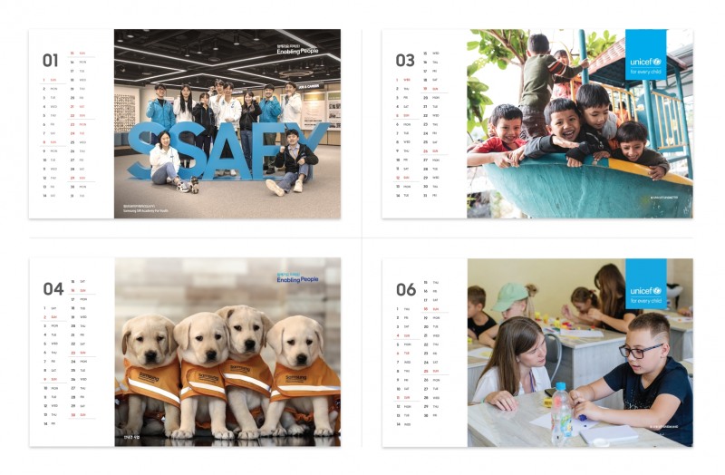 삼성이 NGO 8곳과 함께 제작한 임직원 배포용 2023년도 탁상달력. 사진=삼성