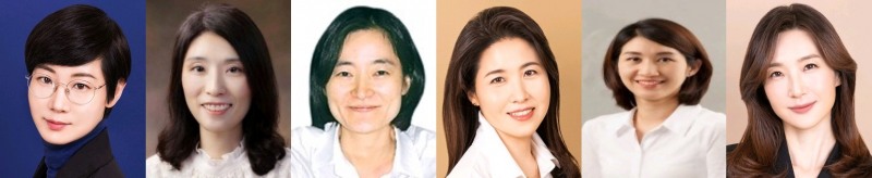 (왼쪽부터) 안희영 상무, 한글라라 상무, 손영아 상무, 왕지연 상무, 김세진 상무, 안주원 상무