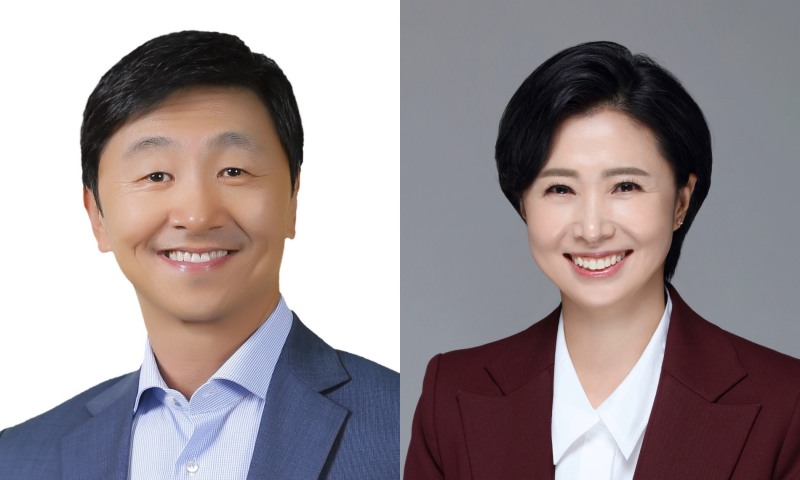 (왼쪽부터)롯데제과 대표이사 내정 부사장 이창엽, 롯데멤버스 대표이사 내정 전무 김혜주./ 사진제공 = 롯데지주