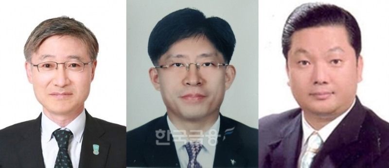 (왼쪽부터)이승열 하나은행 대표이사 은행장 후보, 강성묵 하나증권 대표이사 사장 후보, 이호성 하나카드 대표이사 사장 후보. / 사진제공=하나금융