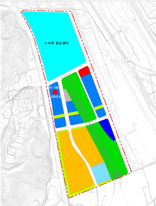 LH, 수서역세권 업무시설용지 B1-1BL 토지이용계획도./자료제공=LH