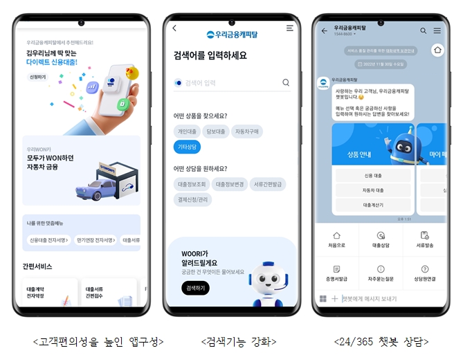 우리금융캐피탈이 이달 1일 고객 편의성과 만족도를 높인 '우리WON캐피탈' 모바일 앱을 선보였다. /사진제공=우리금융캐피탙