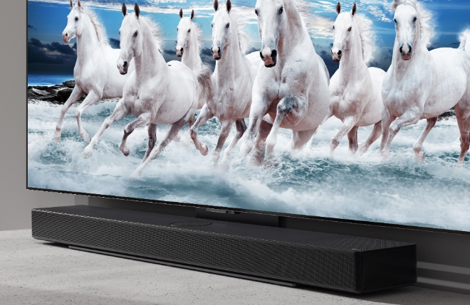 LG전자(대표이사 조주완, 배두용)는 2023년형 LG 올레드 TV에 음향과 디자인을 최적화한 사운드바 신제품을 CES 2023에서 공개한다. /사진=LG전자.