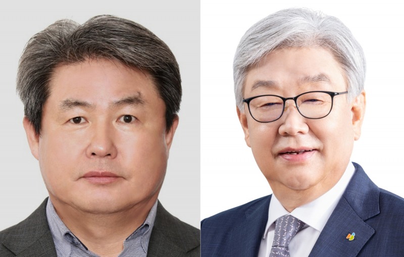 정종표 DB손해보험 신임 대표(왼쪽), 김정남 DB그룹 보험그룹장