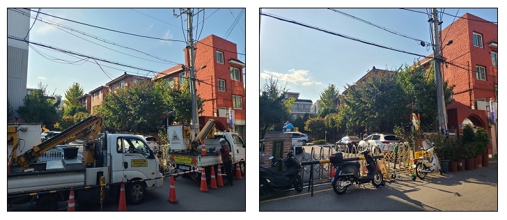 공중케이블선 정비 전(왼쪽) 후. 사진제공=마포구