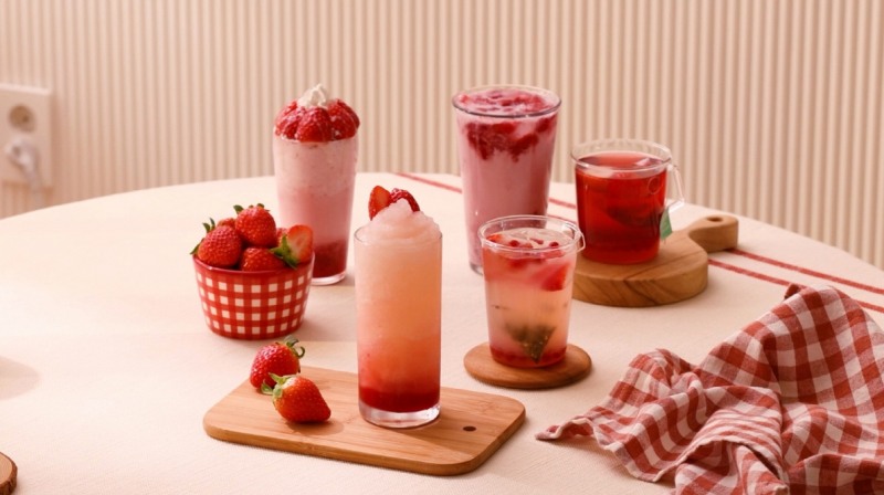 이디야커피 딸기 음료 5종이 누적 판매량 50만 잔을 돌파했다./사진제공=이디야커피