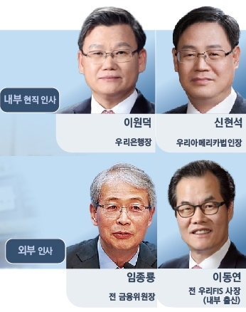 내부냐 외부냐…우리금융 차기 회장 이원덕·신현석·임종룡·이동연 '4파전'(종합)