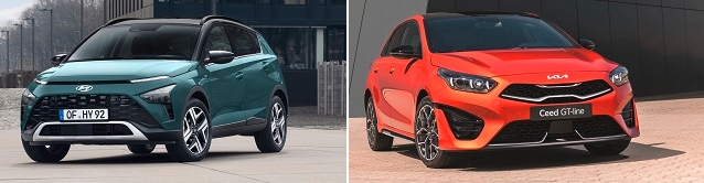 현대차 베이온(왼쪽)과 기아 씨드.