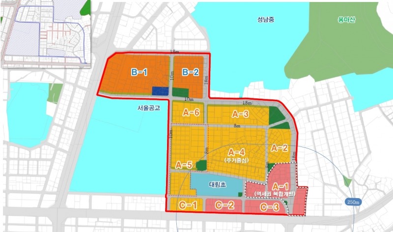 신대방삼거리 북측 역세권 활성화 사업 대상지 가이드라인 지역구분도 / 자료제공=동작구