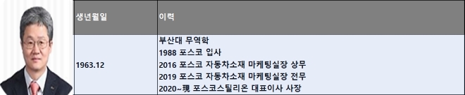 윤양수 포스코스틸리온 사장 프로필.
