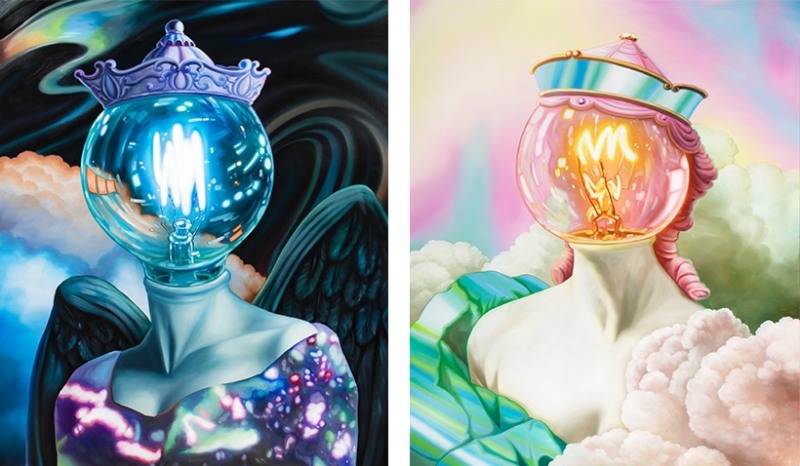 좌) 닉스의 초상(Portrait of Nyx), Oil On Canvas, 90.9x72.7cm, 2023우) 헤메라의 초상(Portrait of Hemera), Oil On Canvas, 90.9x72.7cm, 2023