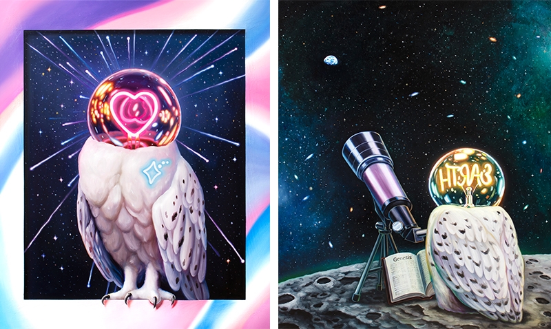 좌) Your Cosmic Portrait, 53 x 65.5cm, Oil On Canvas, 2022우) 지구돋이(Earthrise), Oil On Canvas, 90.9x72.7cm, 2023