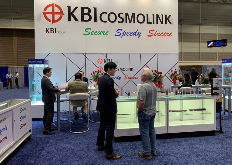 KBI코스모링크를 주축으로 KBI그룹 계열사들이 해외 MV(고압)케이블 시장을 공략하기 위해 지난해 열린 ‘국제 송배전 전시회’에 참가했다./사진제공=KBI그룹
