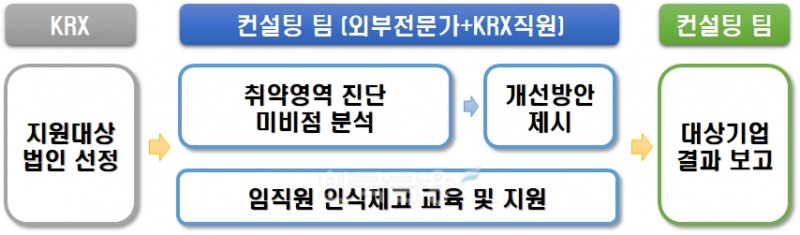 한국거래소(이사장 손병두)의 ‘2023년 코스닥 상장법인 공시체계 구축 컨설팅(Consulting·자문)’ 프로세스(Process·과정)./자료=한국거래소