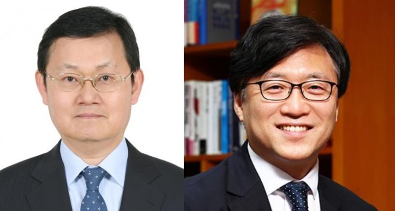 신임 사외이사 최종 후보자인 이종화 고려대 경제학과 교수(왼쪽)와 이윤석 한국금융연구원 해외금융협력지원센터장. / 사진제공=농협금융지주