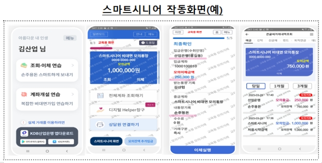 스마트시니어 앱 작동 화면. / 자료제공=금감원