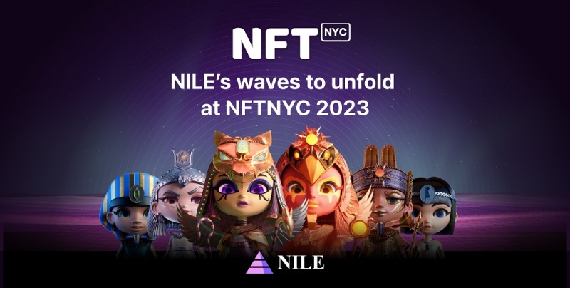 위메이드가 세계 최대 NFT 컨퍼런스 'NFT NYC 2023'에 참가해 DAO&NFT 플랫폼 나일에서 선보인 '네이트 스테이션'을 알린다. / 사진=위메이드